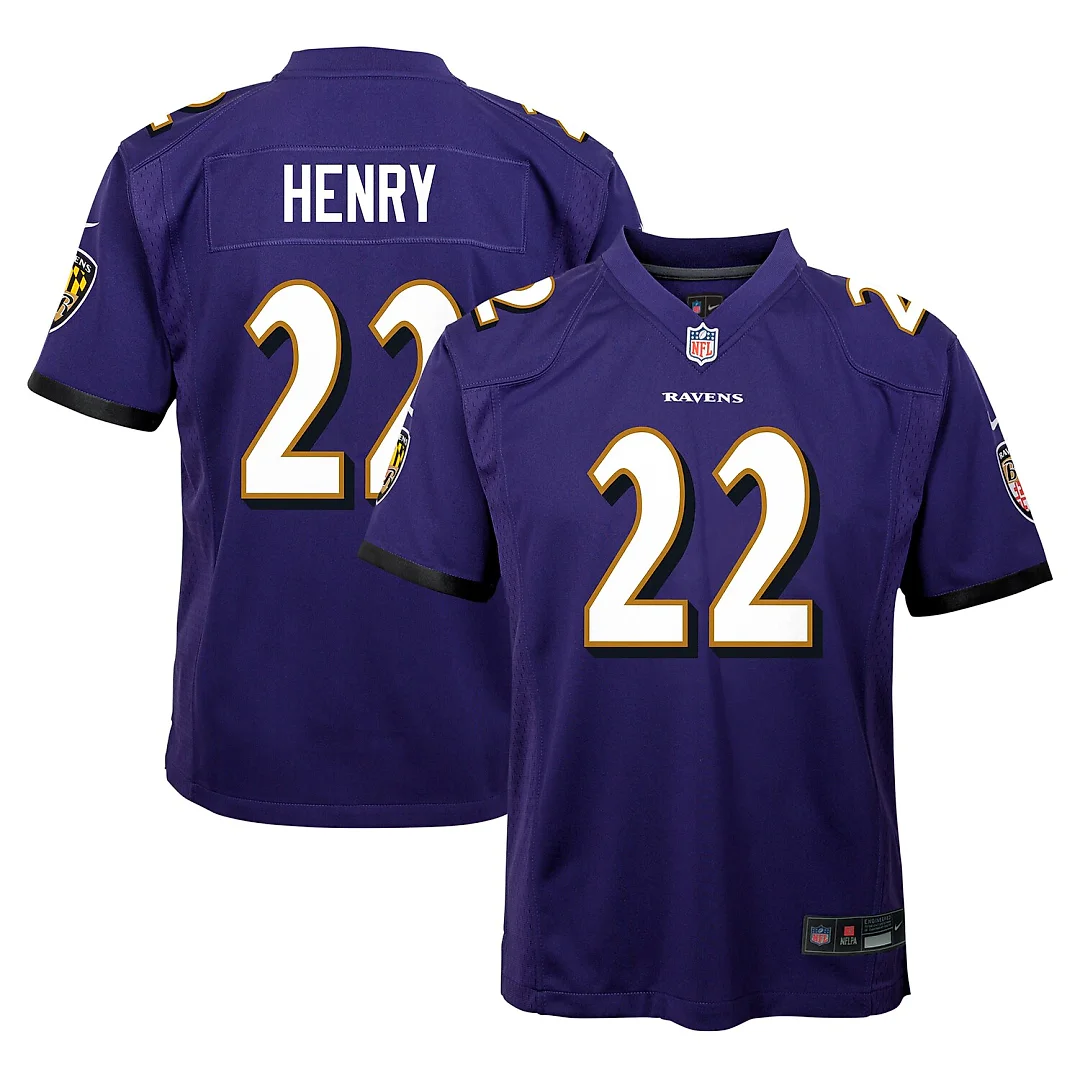 Zennovawear Derrick Henry Baltimore Ravens Youth Game Jersey - Purple