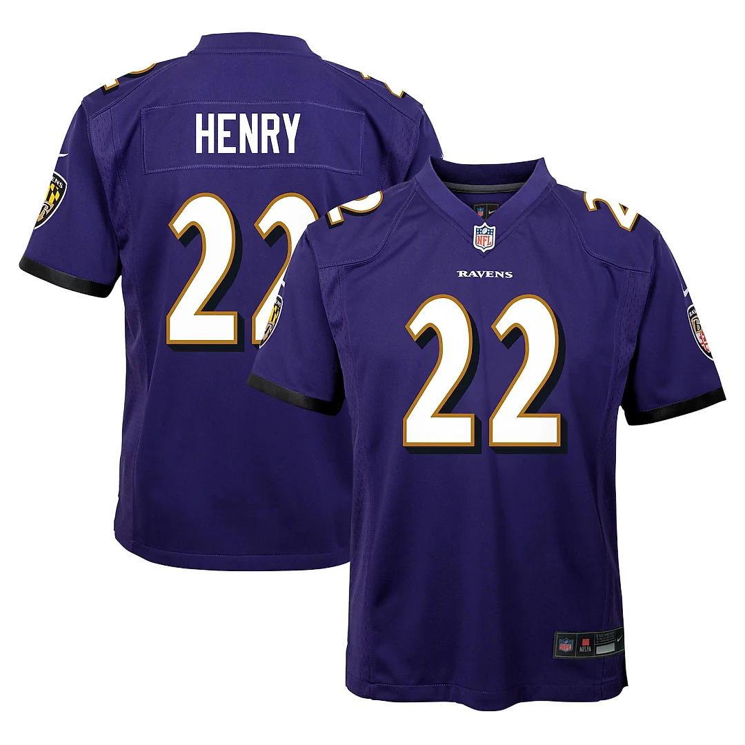 Zennovawear Derrick Henry Baltimore Ravens Youth Game Jersey - Purple