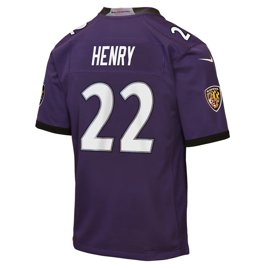 Zennovawear Derrick Henry Baltimore Ravens Youth Game Jersey - Purple