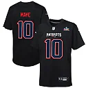 Zennovawear Drake Maye New England Patriots Youth Super Bowl LX Patch Carbon Fashion Game Jersey - Black