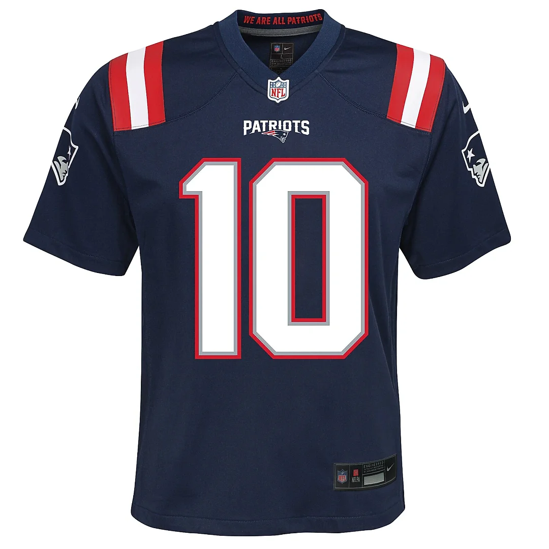 Zennovawear Drake Maye New England Patriots Youth Game Jersey - Navy
