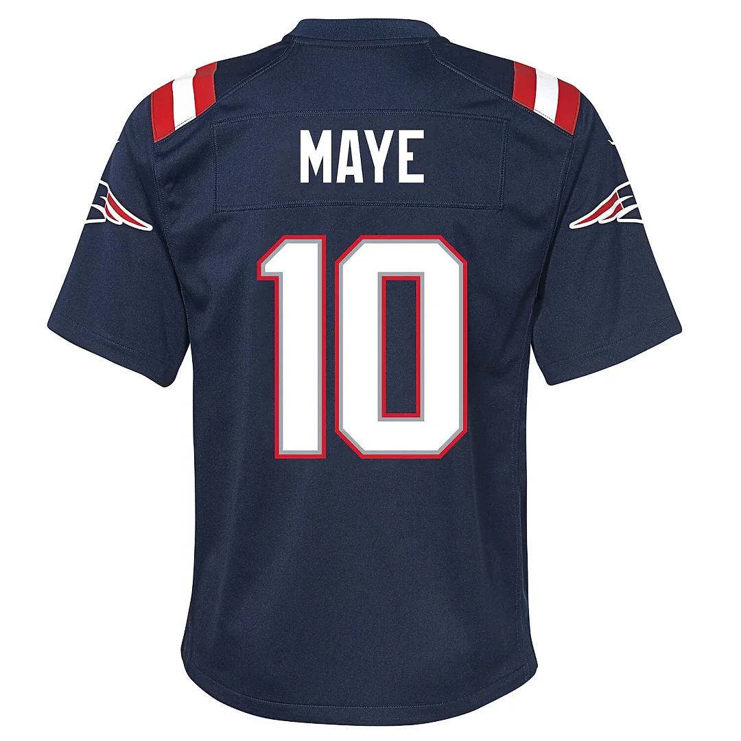 Zennovawear Drake Maye New England Patriots Youth Game Jersey - Navy
