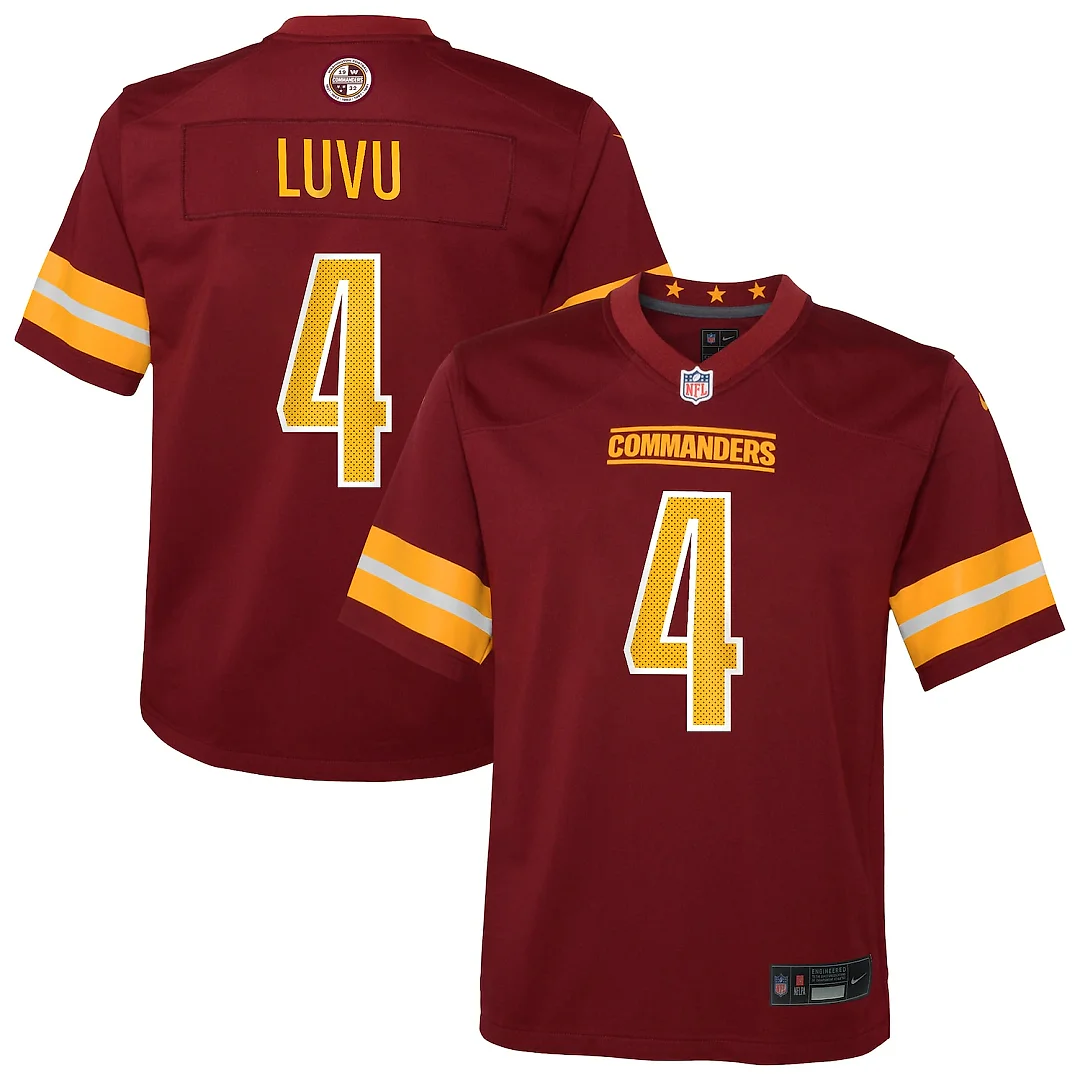 Zennovawear Frankie Luvu Washington Commanders Youth Team Game Jersey - Burgundy