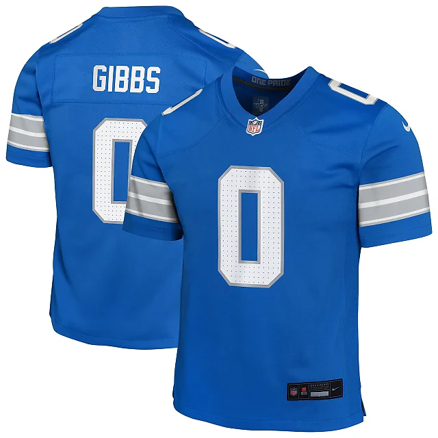 Zennovawear Jahmyr Gibbs Detroit Lions Youth Game Jersey - Blue