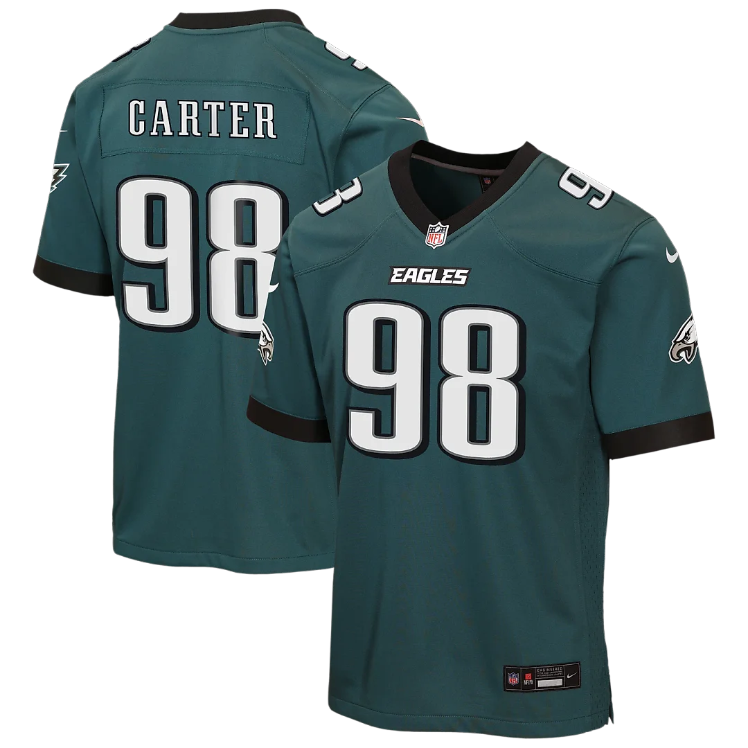 Zennovawear Jalen Carter Philadelphia Eagles Youth Team Game Jersey - Midnight Green