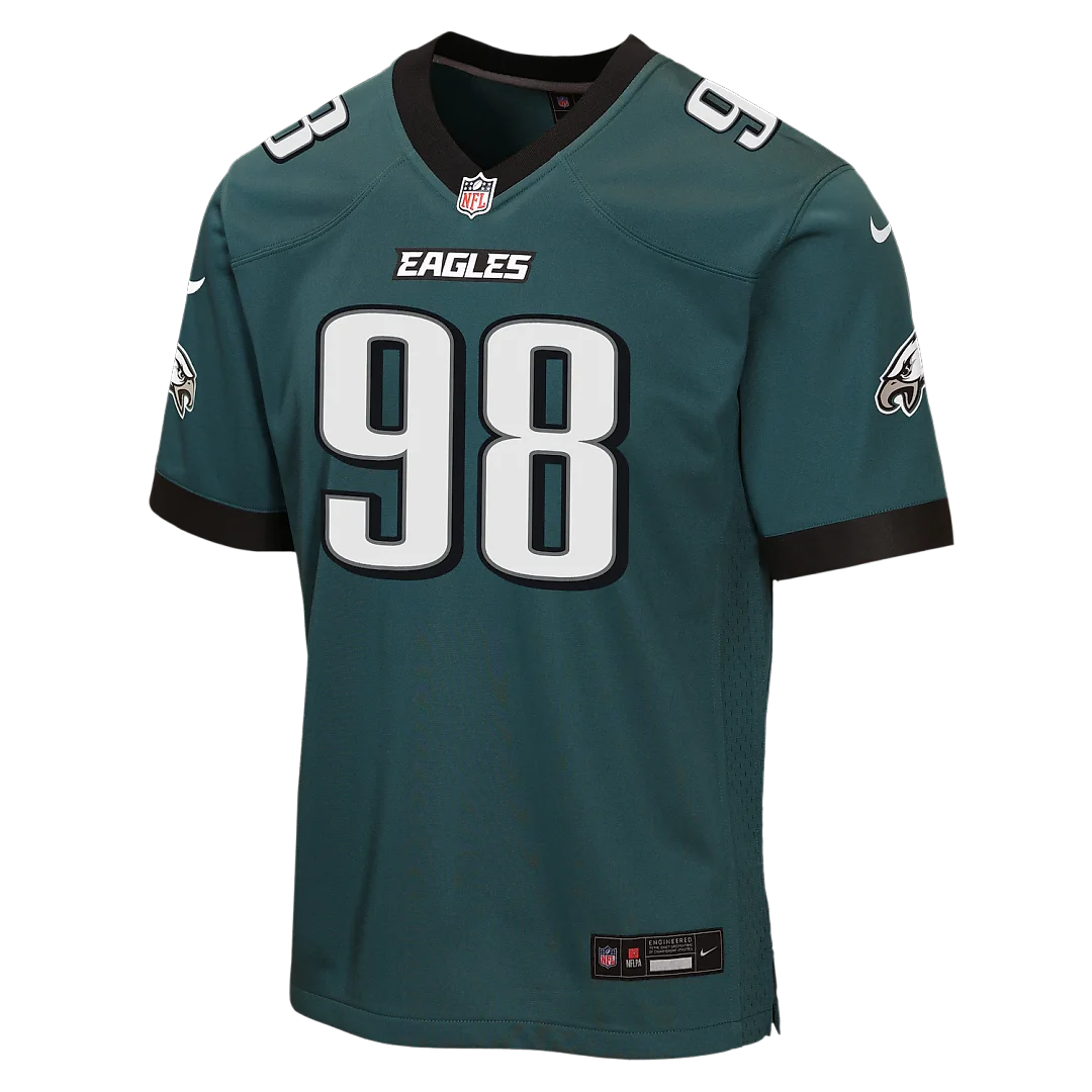 Zennovawear Jalen Carter Philadelphia Eagles Youth Team Game Jersey - Midnight Green