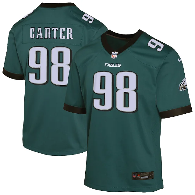 Zennovawear Jalen Carter Philadelphia Eagles Youth Game Player Jersey - Midnight Green