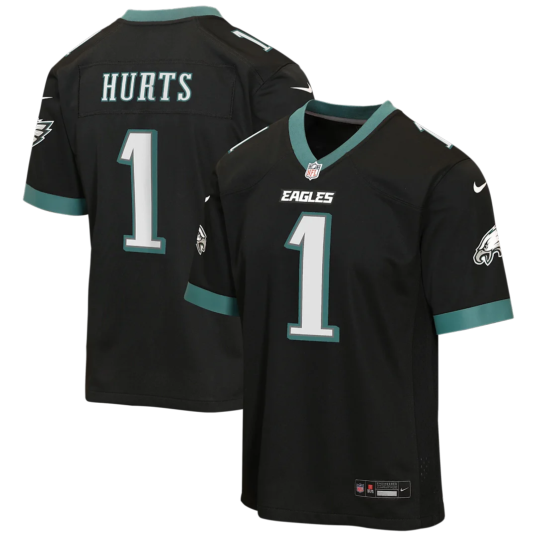 Zennovawear Jalen Hurts Philadelphia Eagles Youth Alternate Game Jersey - Black