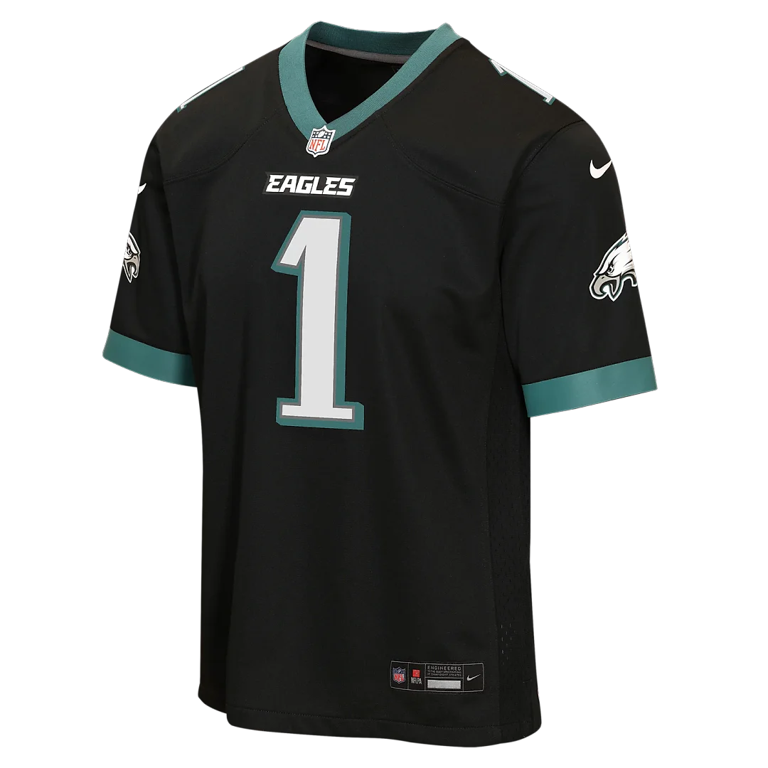 Zennovawear Jalen Hurts Philadelphia Eagles Youth Alternate Game Jersey - Black