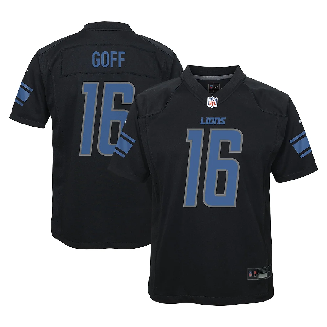 Zennovawear Jared Goff Detroit Lions Youth Game Jersey - Black