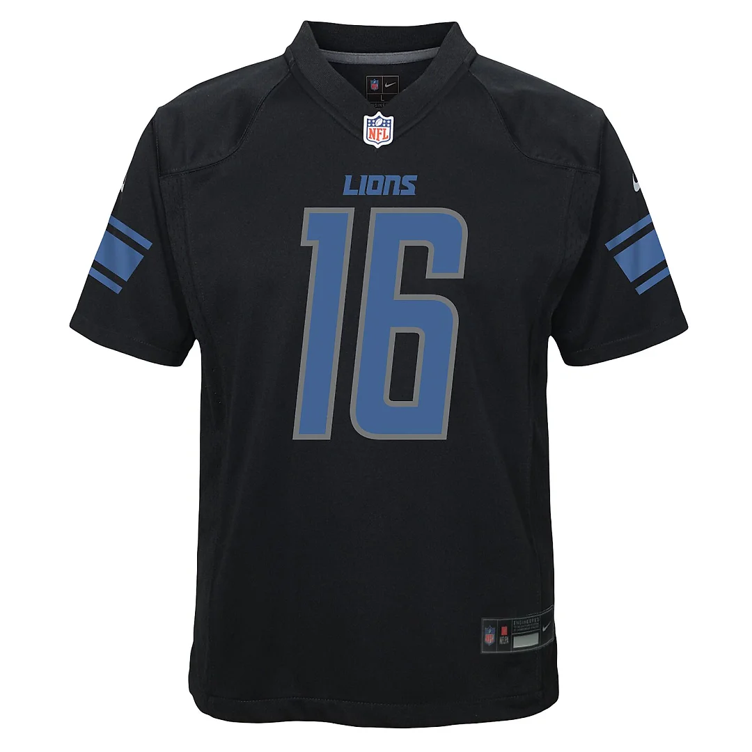 Zennovawear Jared Goff Detroit Lions Youth Game Jersey - Black
