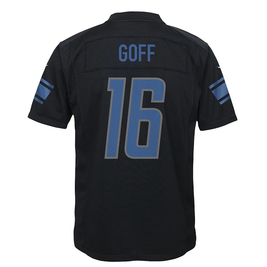 Zennovawear Jared Goff Detroit Lions Youth Game Jersey - Black