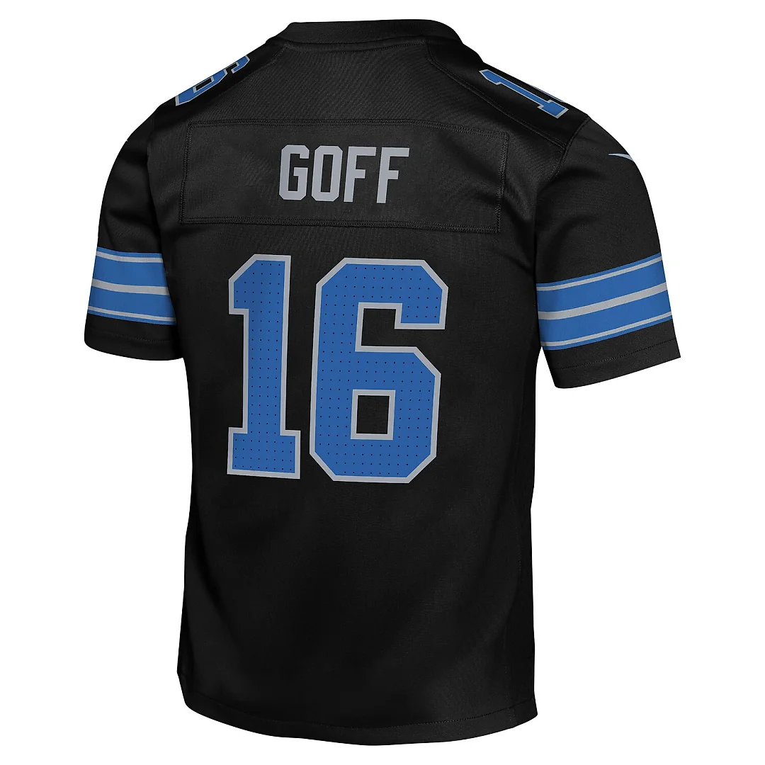 Zennovawear Jared Goff Detroit Lions Youth Game Jersey - Black