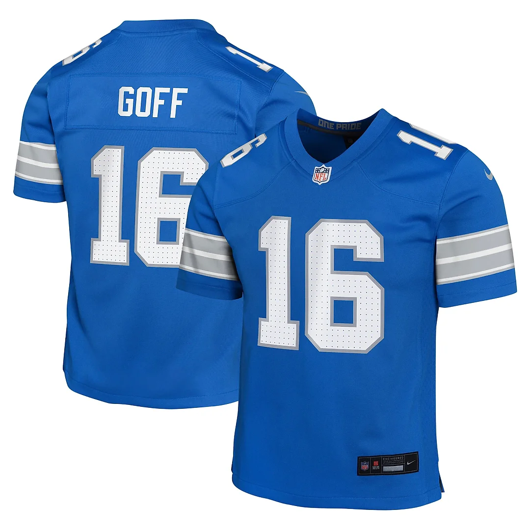 Zennovawear Jared Goff Detroit Lions Youth Game Jersey - Blue