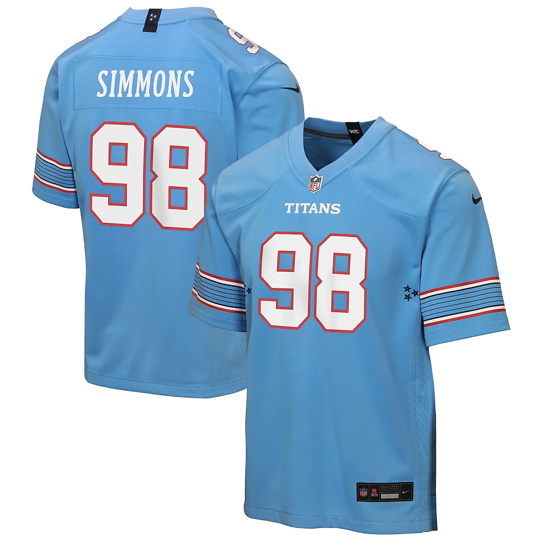 Zennovawear Jeffery Simmons Tennessee Titans Youth Game Jersey - Light Blue