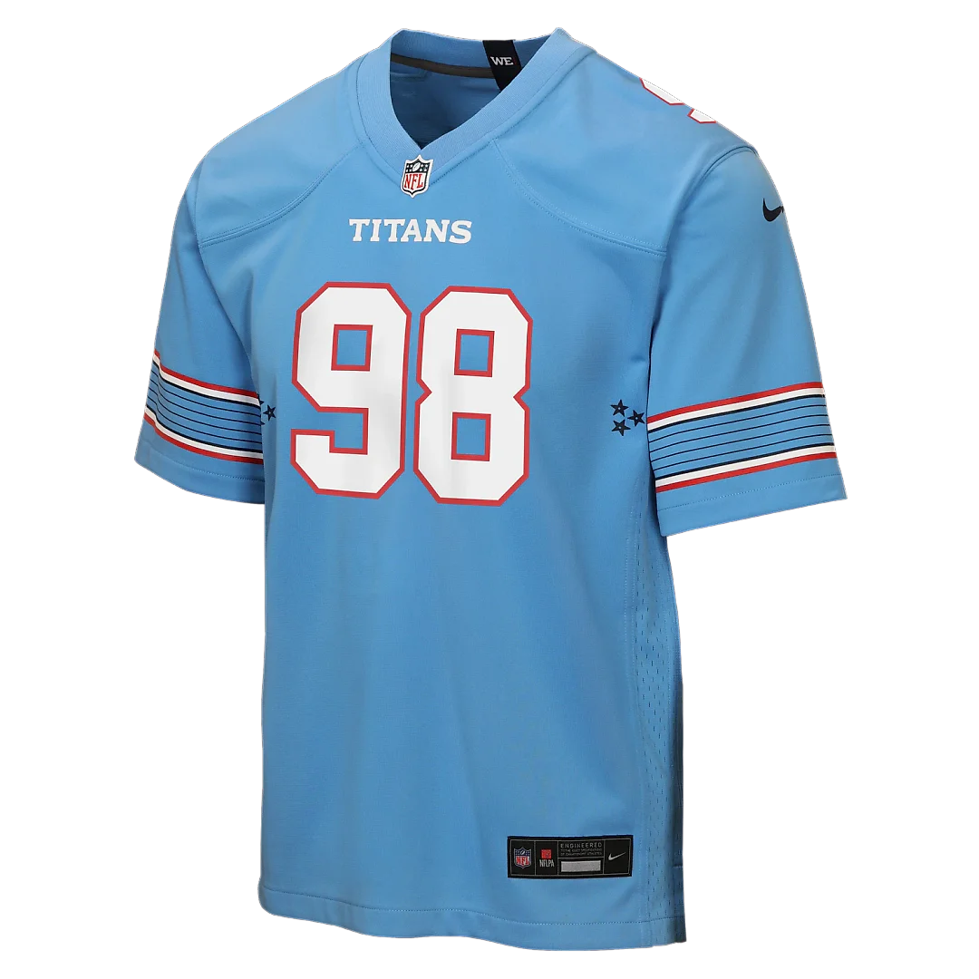 Zennovawear Jeffery Simmons Tennessee Titans Youth Game Jersey - Light Blue