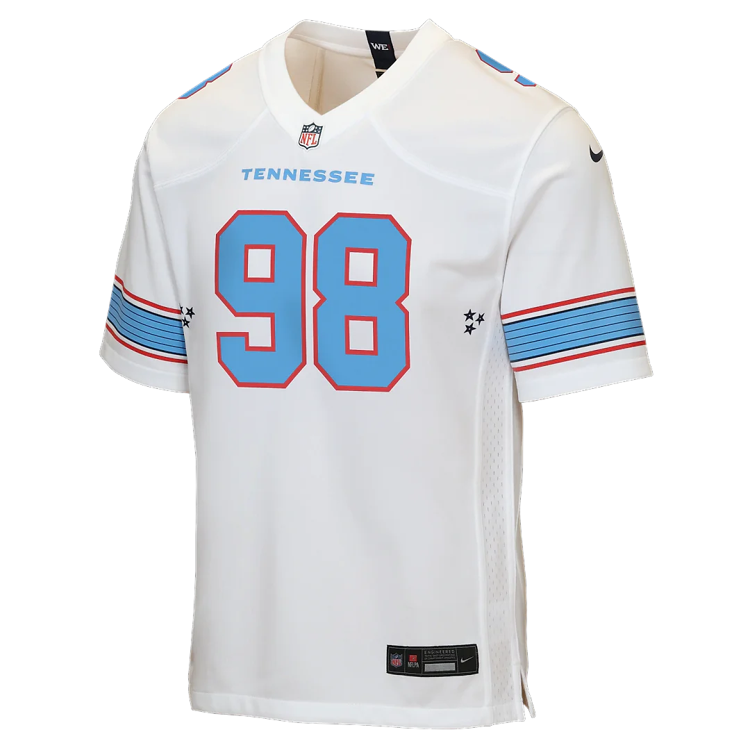 Zennovawear Jeffery Simmons Tennessee Titans Youth Game Jersey - White