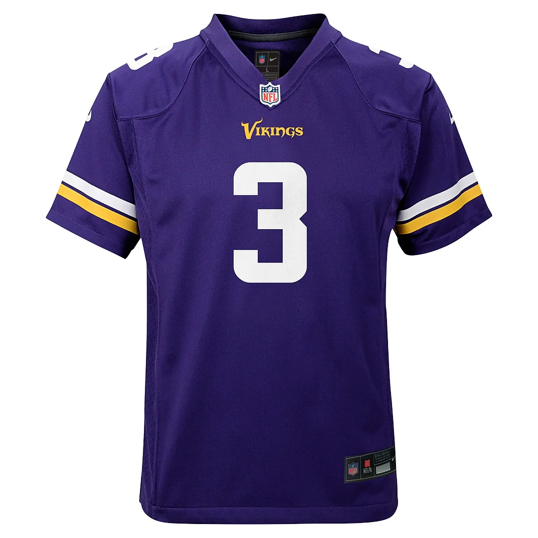 Zennovawear Jordan Addison Minnesota Vikings Youth Game Jersey - Purple