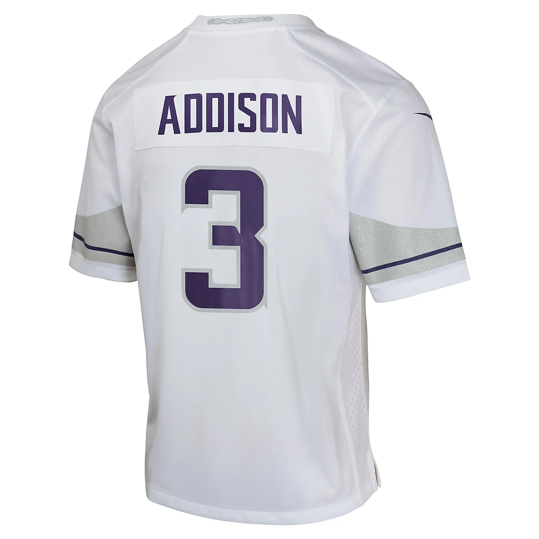 Zennovawear Jordan Addison Minnesota Vikings Youth Game Jersey - White