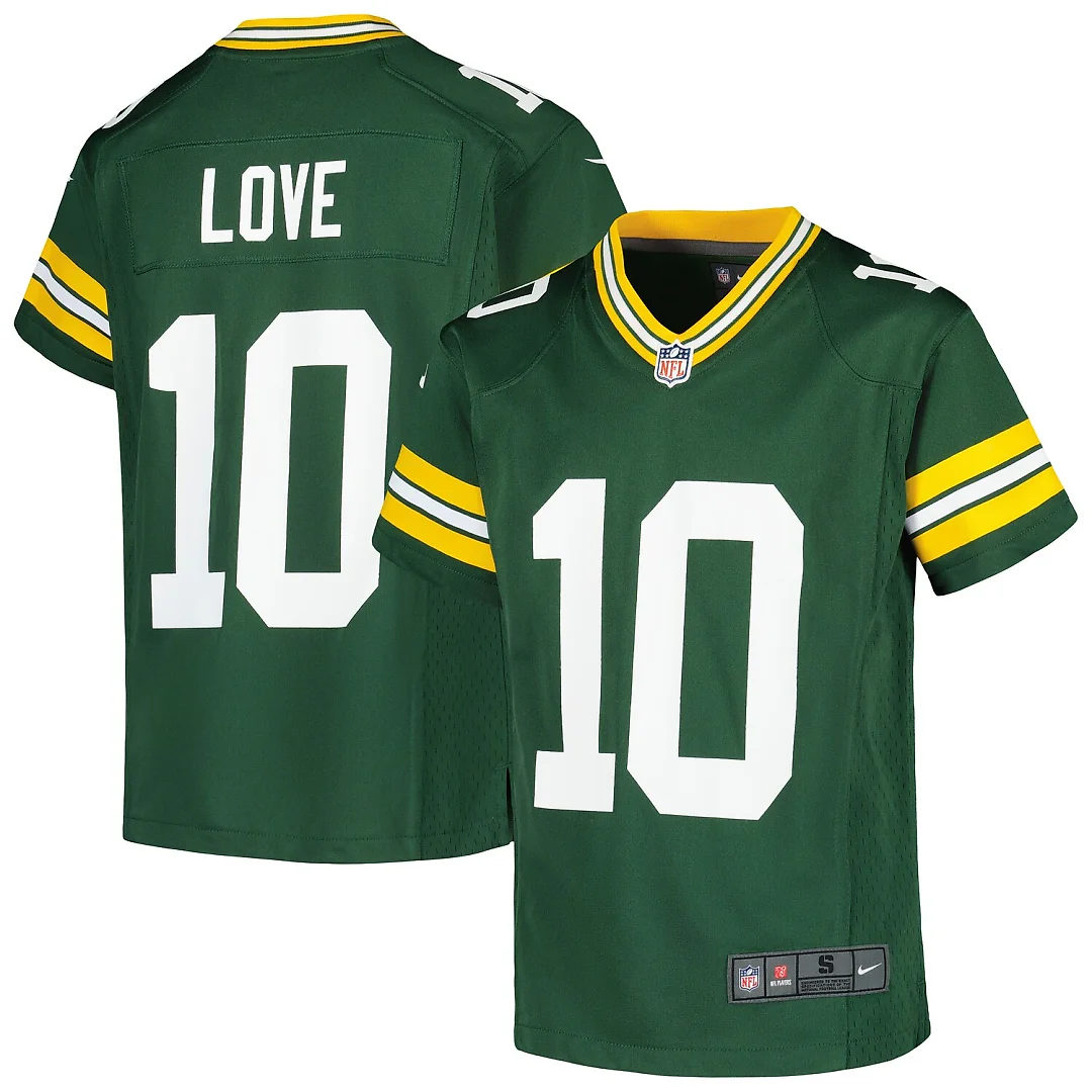 Zennovawear Jordan Love Green Bay Packers Youth Game Jersey - Green