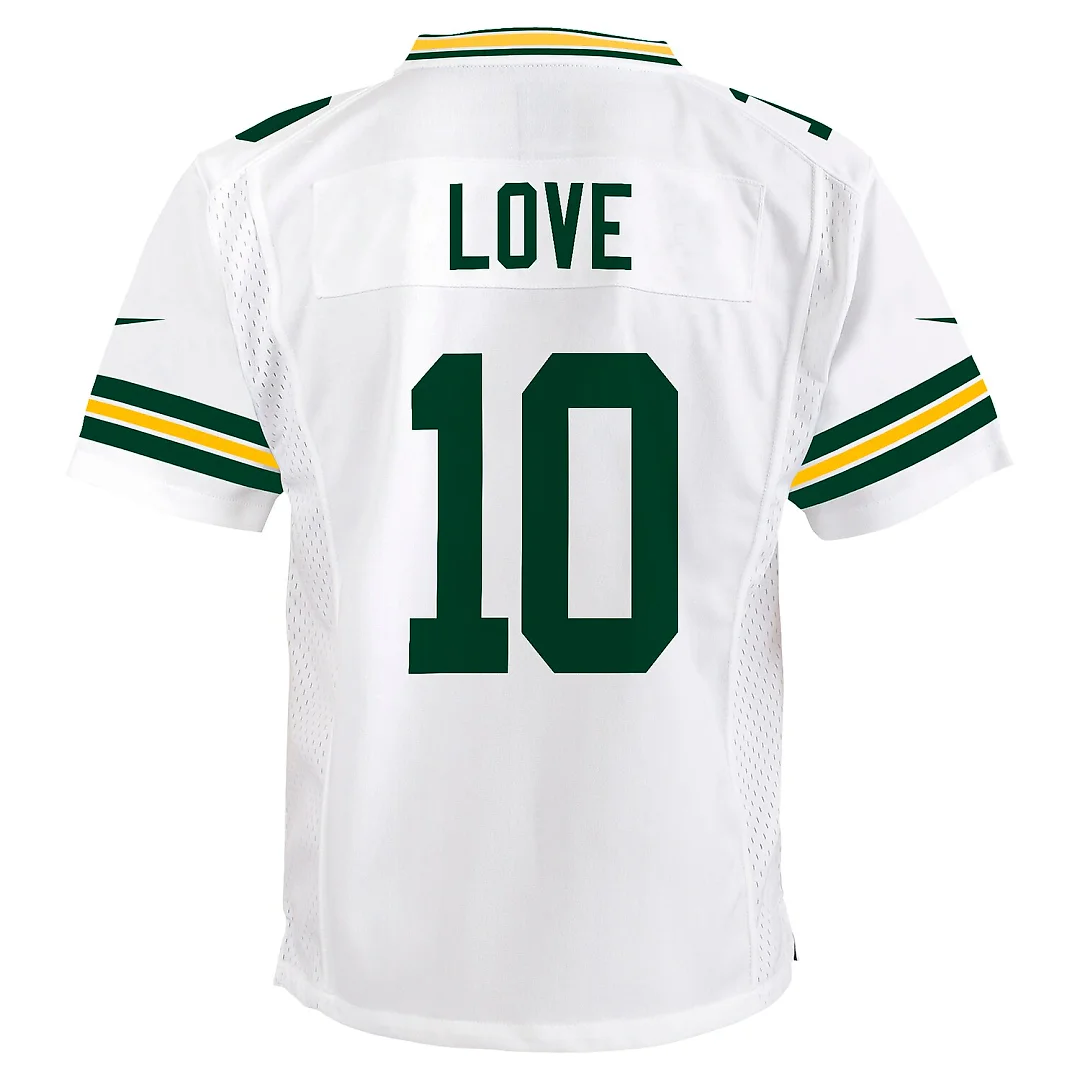 Zennovawear Jordan Love Green Bay Packers Youth Game Jersey - White