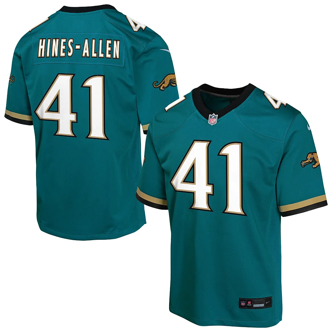 Zennovawear Josh Hines-Allen Jacksonville Jaguars Youth Alternate 2 Prowler Throwback Game Jersey - Teal