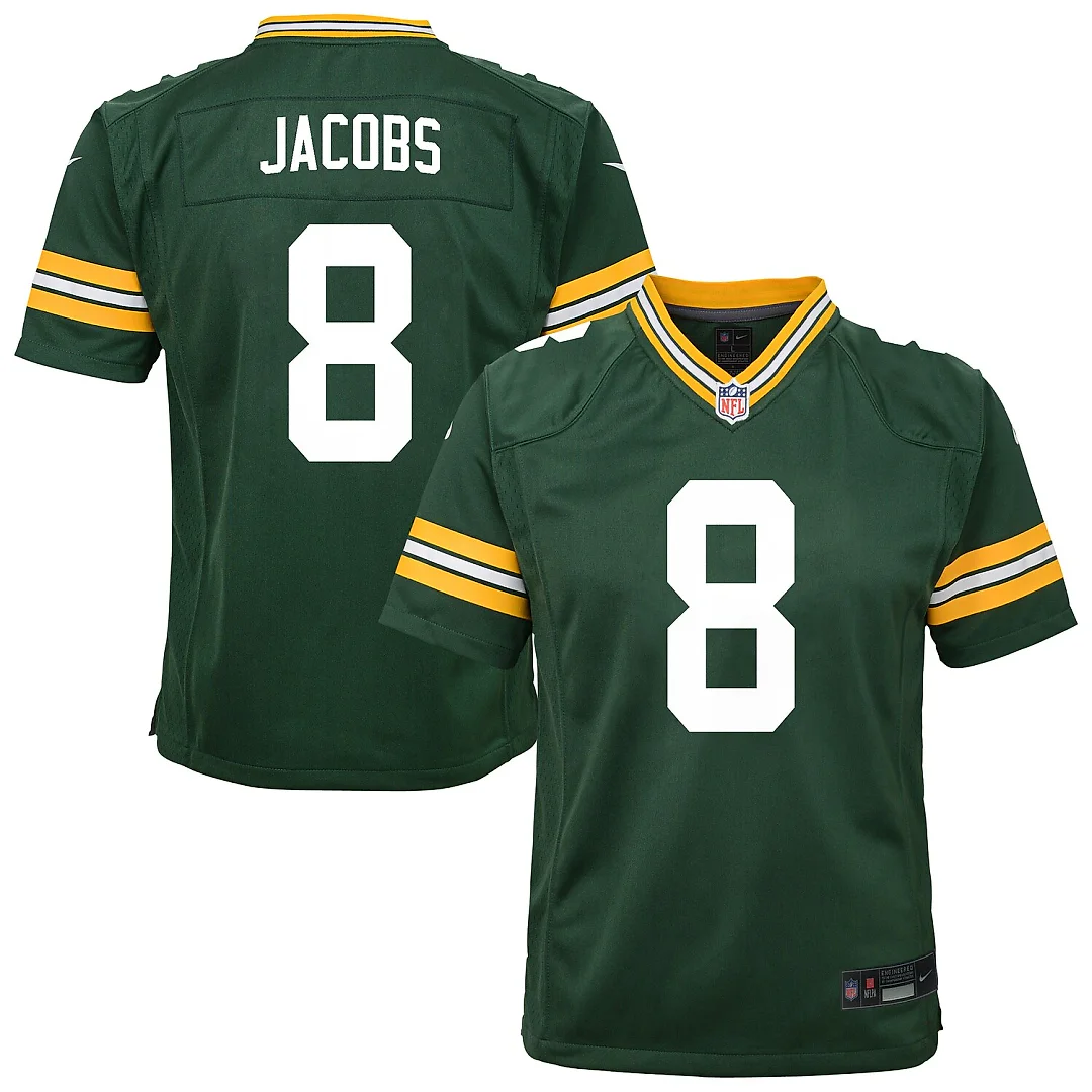 Zennovawear Josh Jacobs Green Bay Packers Youth Team Game Jersey - Green