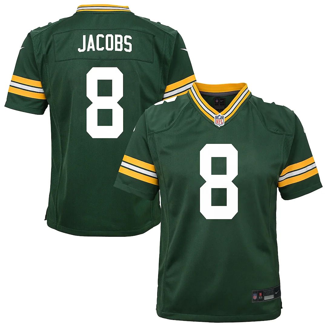 Zennovawear Josh Jacobs Green Bay Packers Youth Team Game Jersey - Green