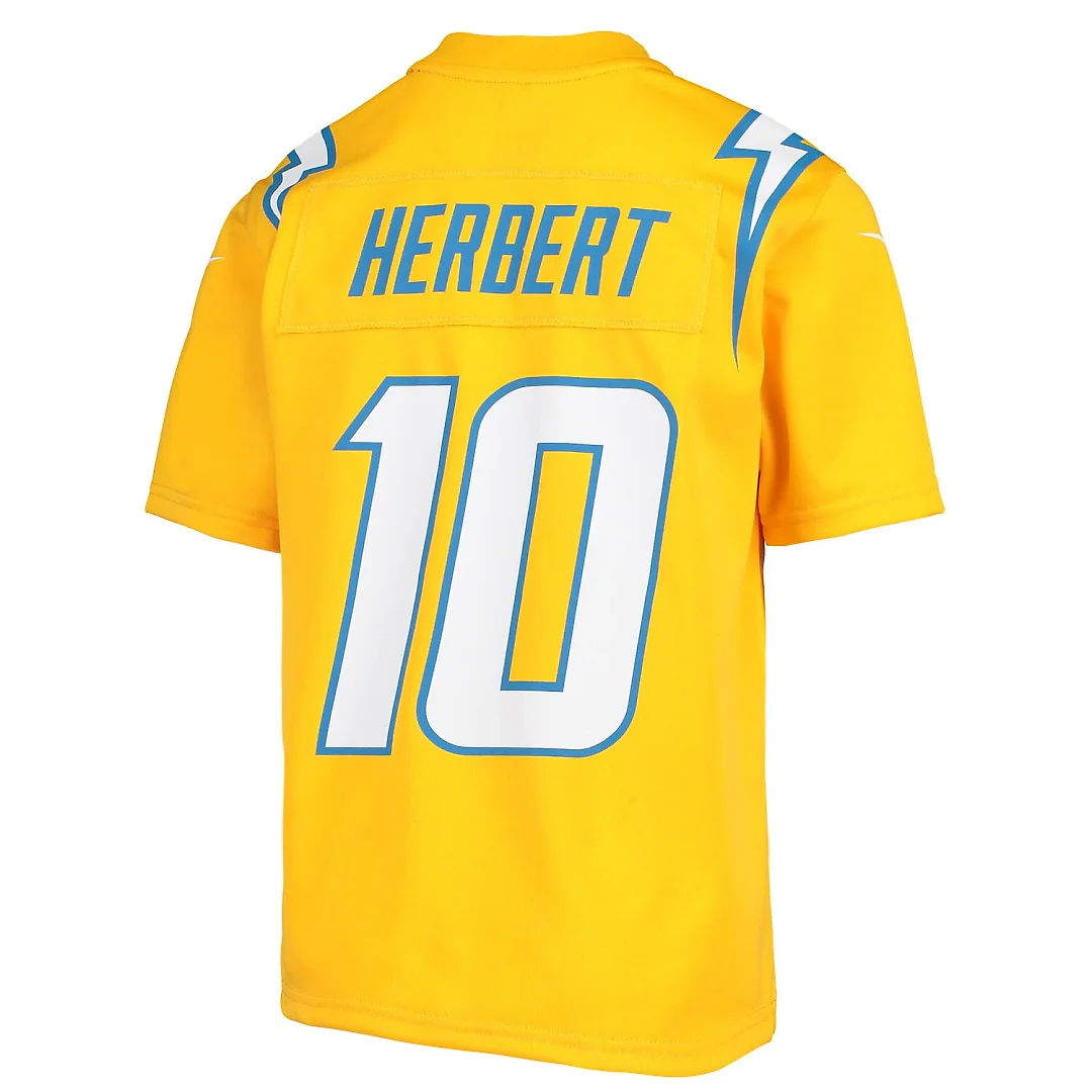 Zennovawear Justin Herbert Los Angeles Chargers Youth Inverted Team Game Jersey - Gold