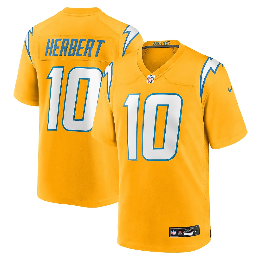 Zennovawear Justin Herbert Los Angeles Chargers Youth Alternate Charger Power Game Player Jersey - Gold