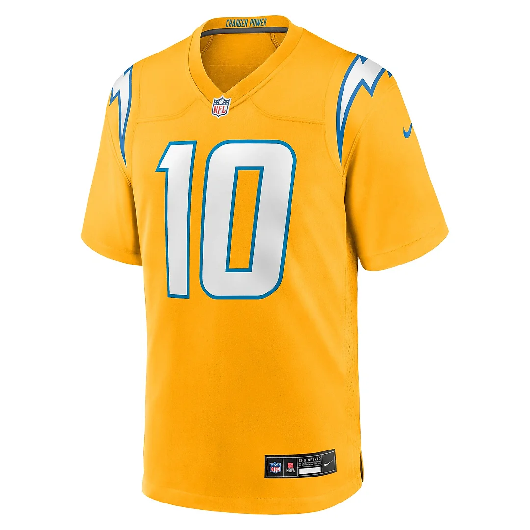 Zennovawear Justin Herbert Los Angeles Chargers Youth Alternate Charger Power Game Player Jersey - Gold