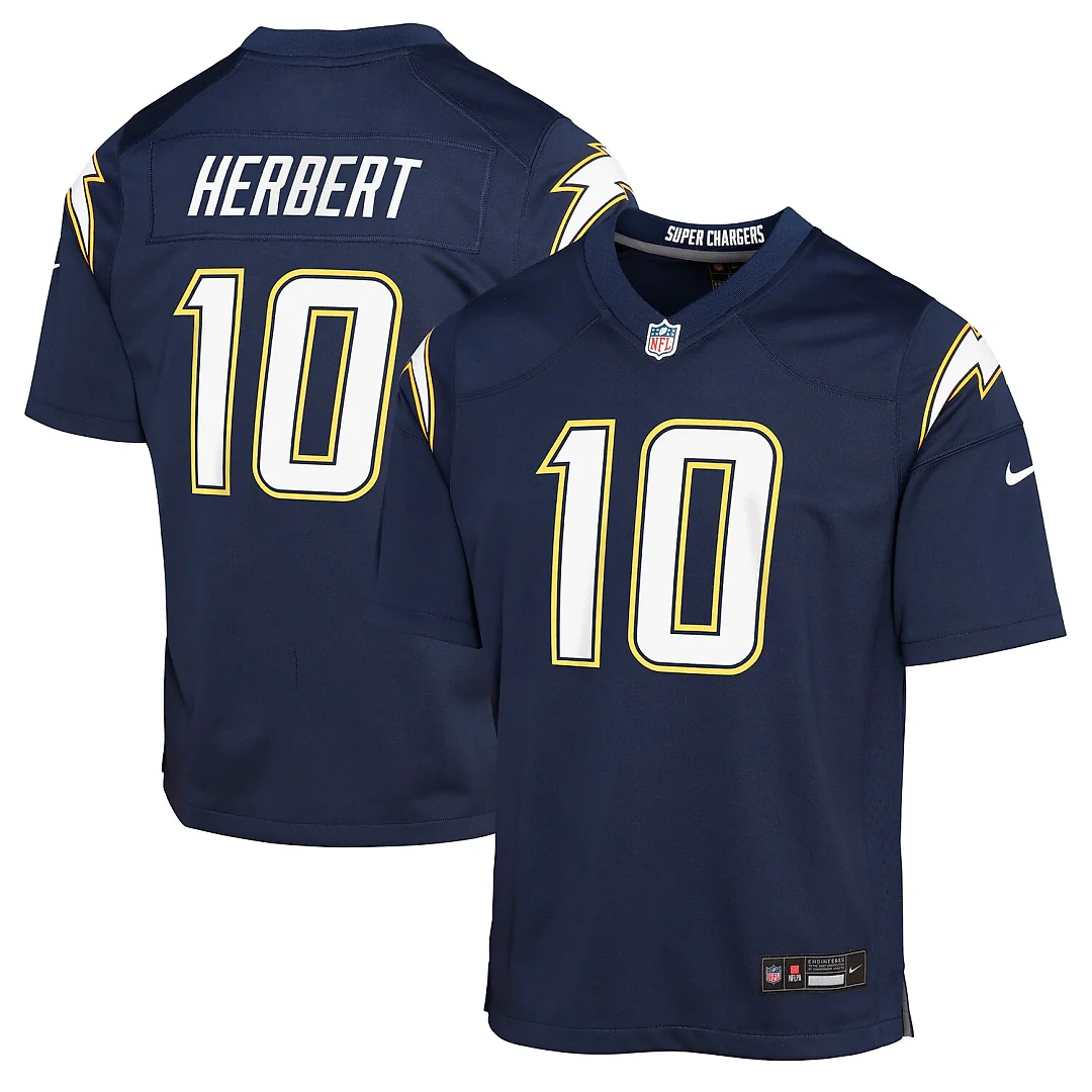 Zennovawear Justin Herbert Los Angeles Chargers Youth Alternate Super Chargers Game Player Jersey - Navy