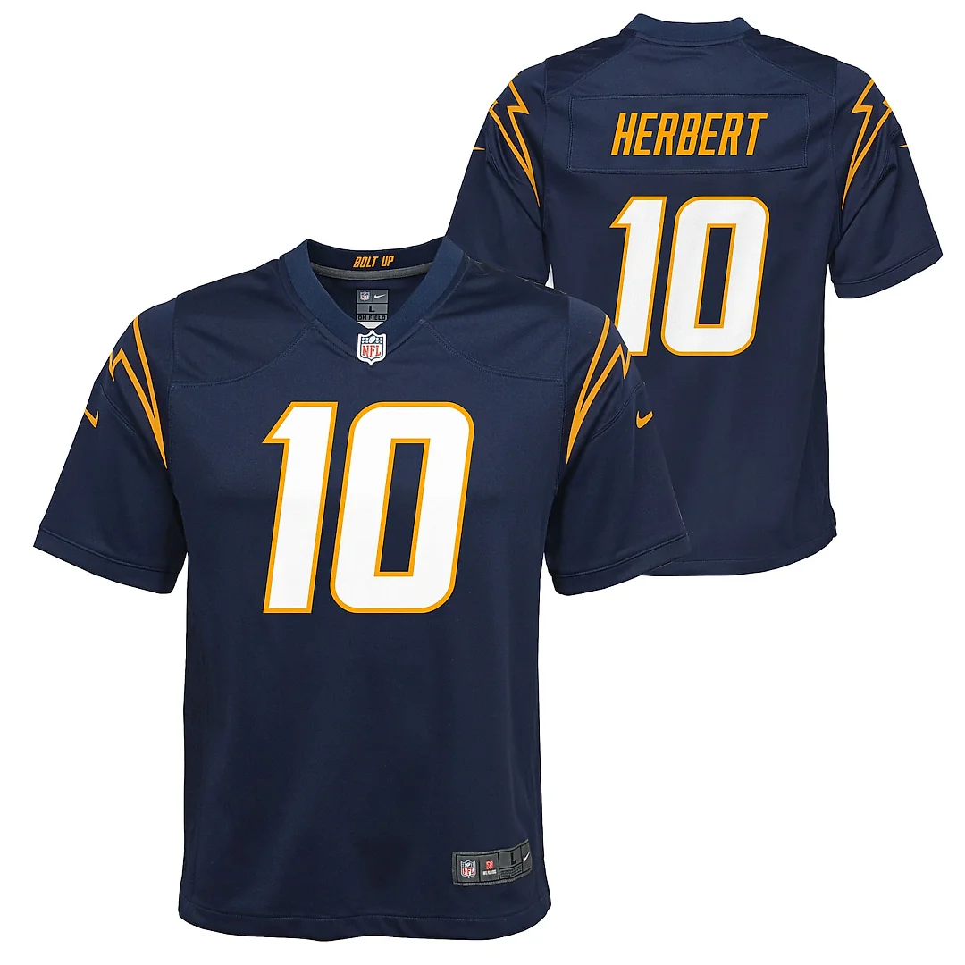 Zennovawear Justin Herbert Los Angeles Chargers Youth Game Jersey - Navy