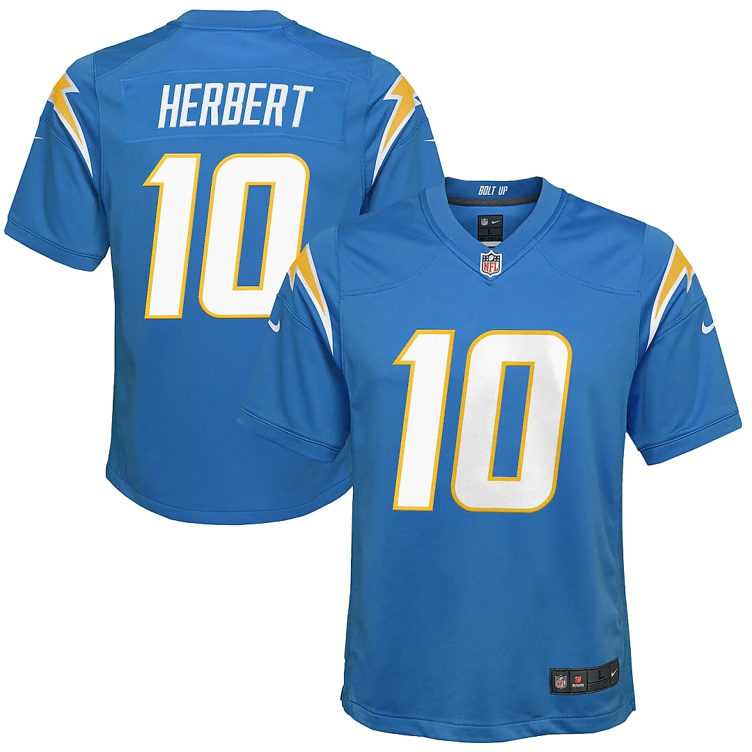 Zennovawear Justin Herbert Los Angeles Chargers Youth Game Jersey - Powder Blue