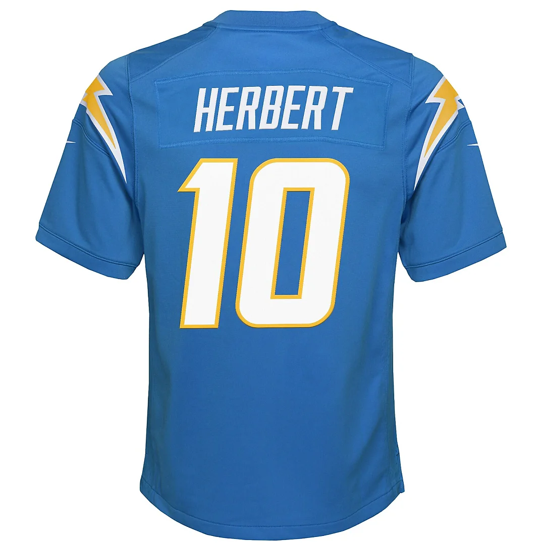 Zennovawear Justin Herbert Los Angeles Chargers Youth Game Jersey - Powder Blue