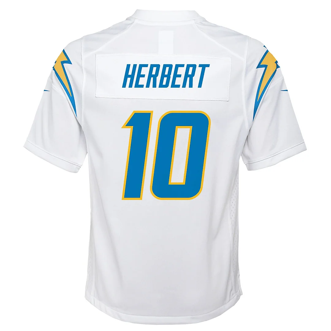 Zennovawear Justin Herbert Los Angeles Chargers Youth Game Jersey - White