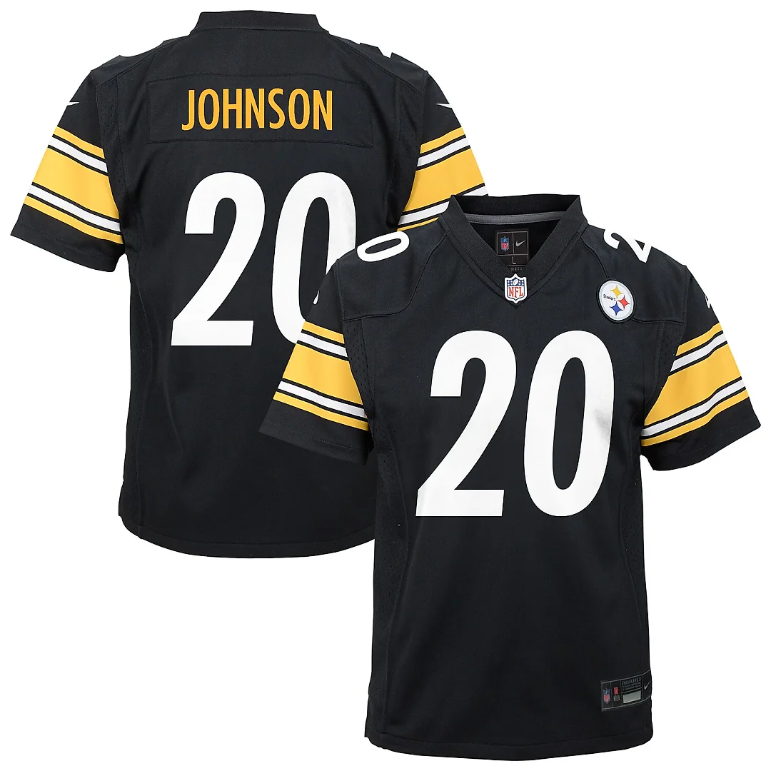 Zennovawear Kaleb Johnson Pittsburgh Steelers Youth Team Game Jersey - Black