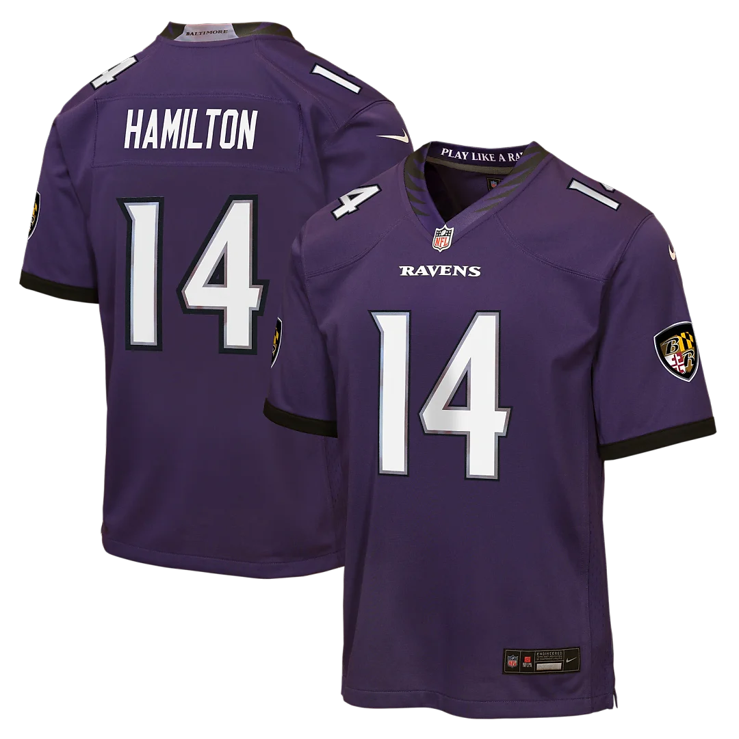 Zennovawear Kyle Hamilton Baltimore Ravens Youth Team Game Jersey - Purple