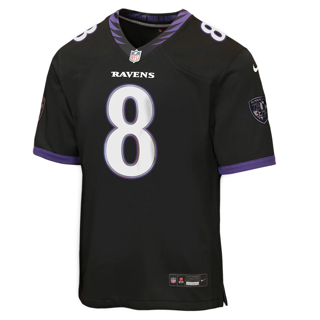 Zennovawear Lamar Jackson Baltimore Ravens Youth Alternate Game Jersey - Black