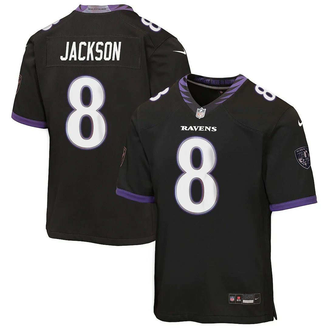 Zennovawear Lamar Jackson Baltimore Ravens Youth Alternate Game Jersey - Black