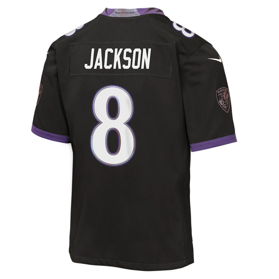Zennovawear Lamar Jackson Baltimore Ravens Youth Alternate Game Jersey - Black