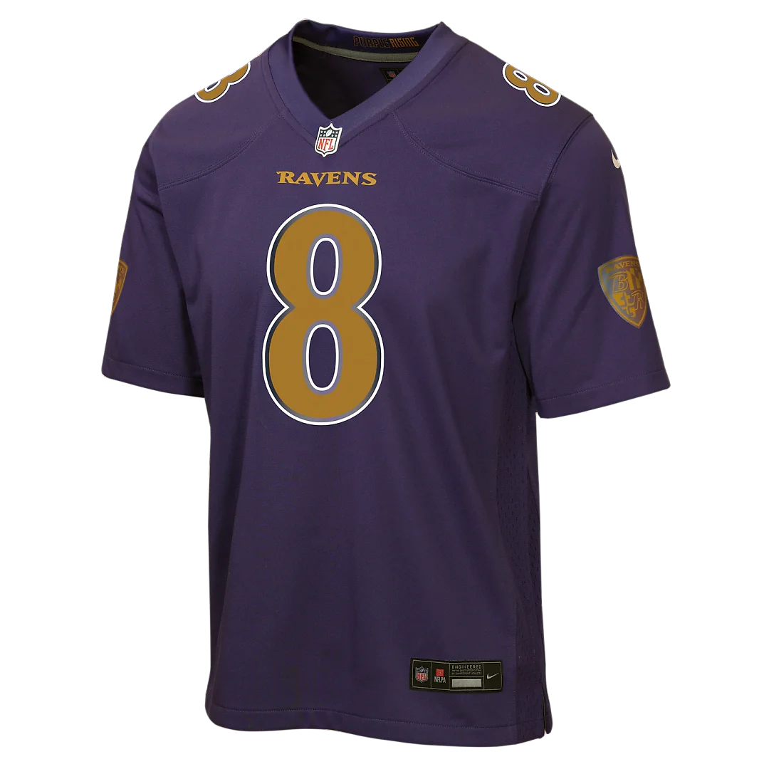 Zennovawear Lamar Jackson Baltimore Ravens Youth Alternate 2 Game Jersey - Purple