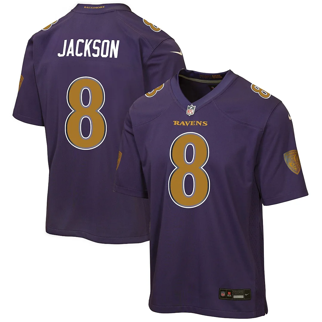 Zennovawear Lamar Jackson Baltimore Ravens Youth Alternate 2 Game Jersey - Purple