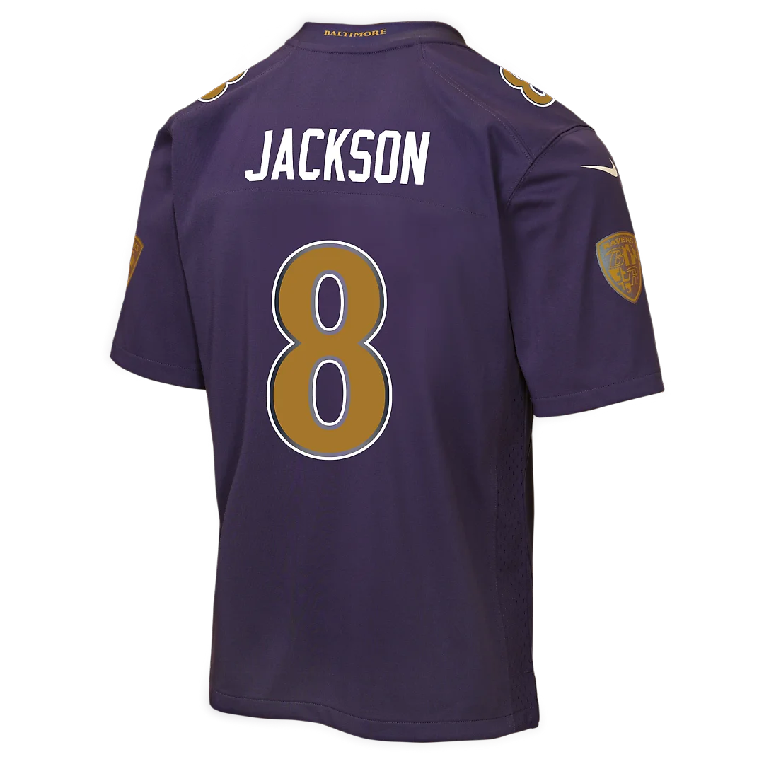 Zennovawear Lamar Jackson Baltimore Ravens Youth Alternate 2 Game Jersey - Purple