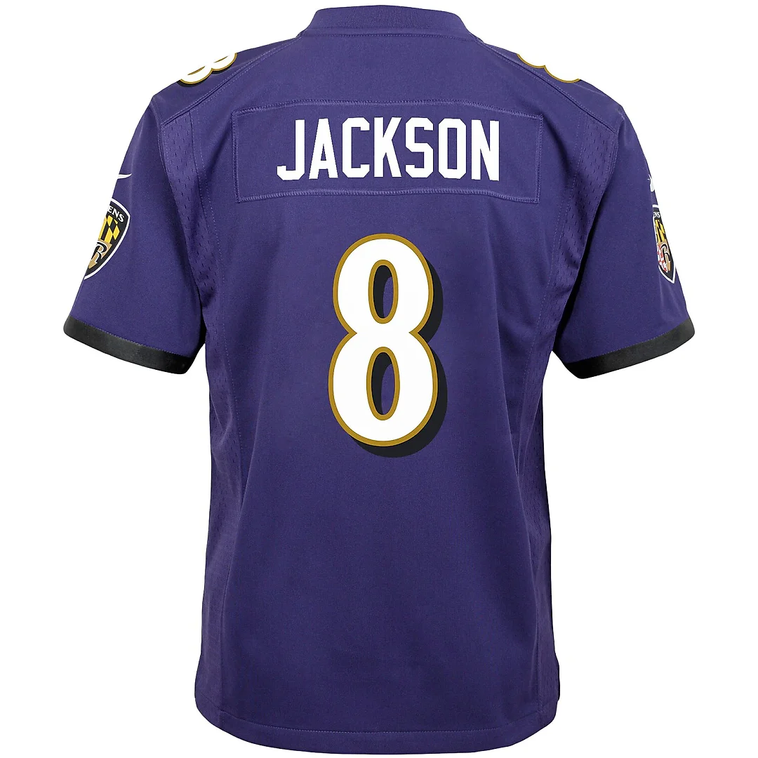 Zennovawear Lamar Jackson Baltimore Ravens Youth Game Jersey - Purple