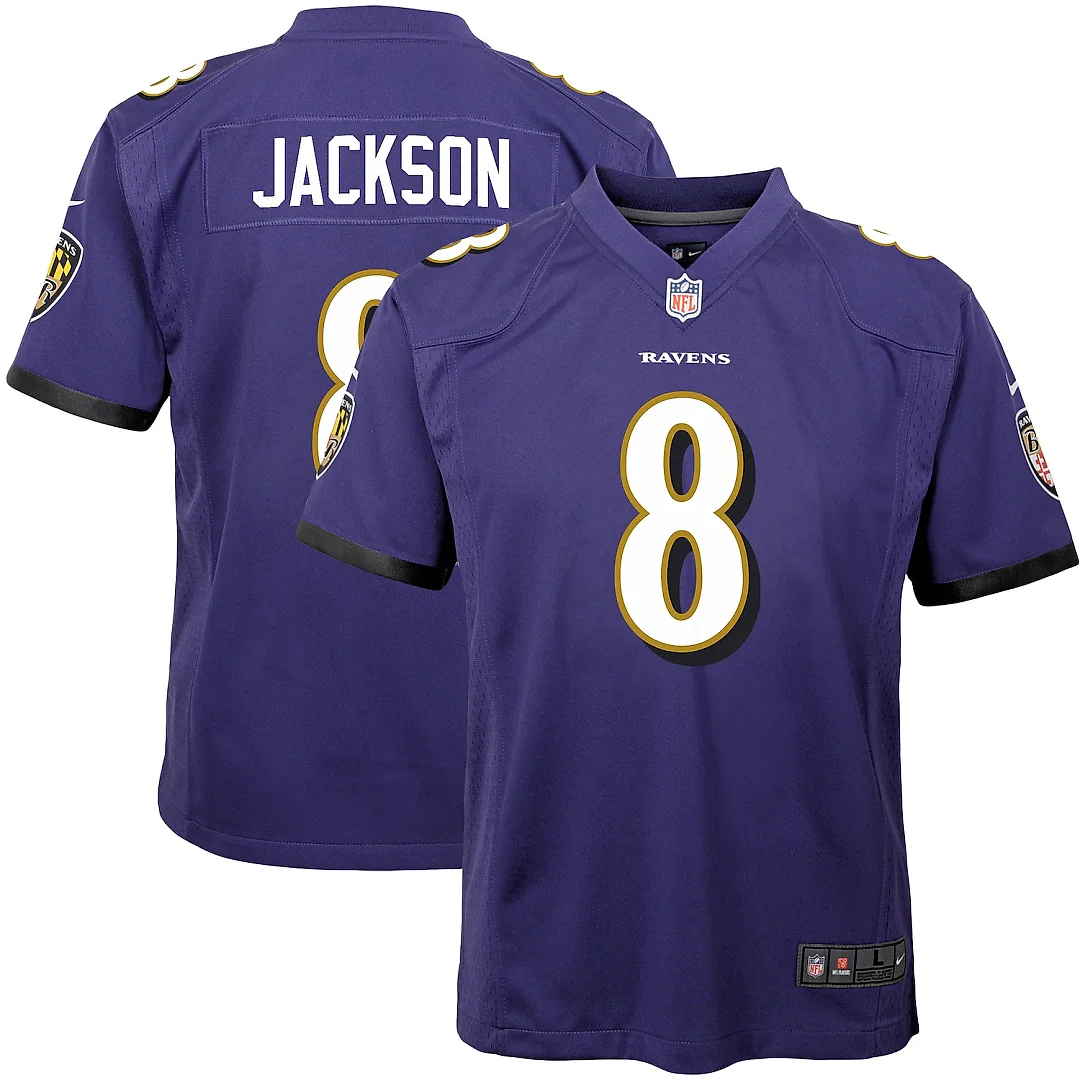 Zennovawear Lamar Jackson Baltimore Ravens Youth Game Jersey - Purple