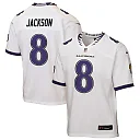 Zennovawear Lamar Jackson Baltimore Ravens Youth Game Jersey - White
