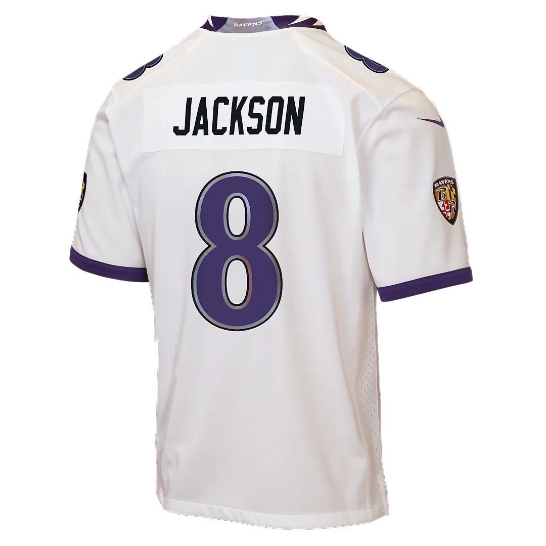 Zennovawear Lamar Jackson Baltimore Ravens Youth Game Jersey - White