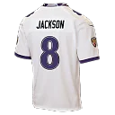 Zennovawear Lamar Jackson Baltimore Ravens Youth Game Jersey - White