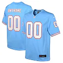 Zennovawear Tennessee Titans Youth Oilers Throwback Custom Game Jersey - Light Blue